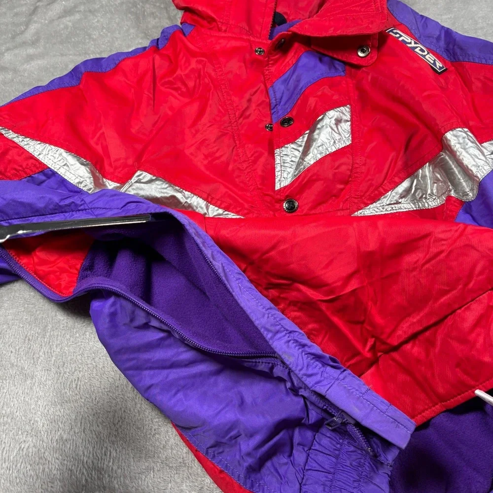 Vintage Spyder Jacket Men Small Red Ski Pullover Quarter Zip Thinsulate 80s Snow - Picture 9 of 14